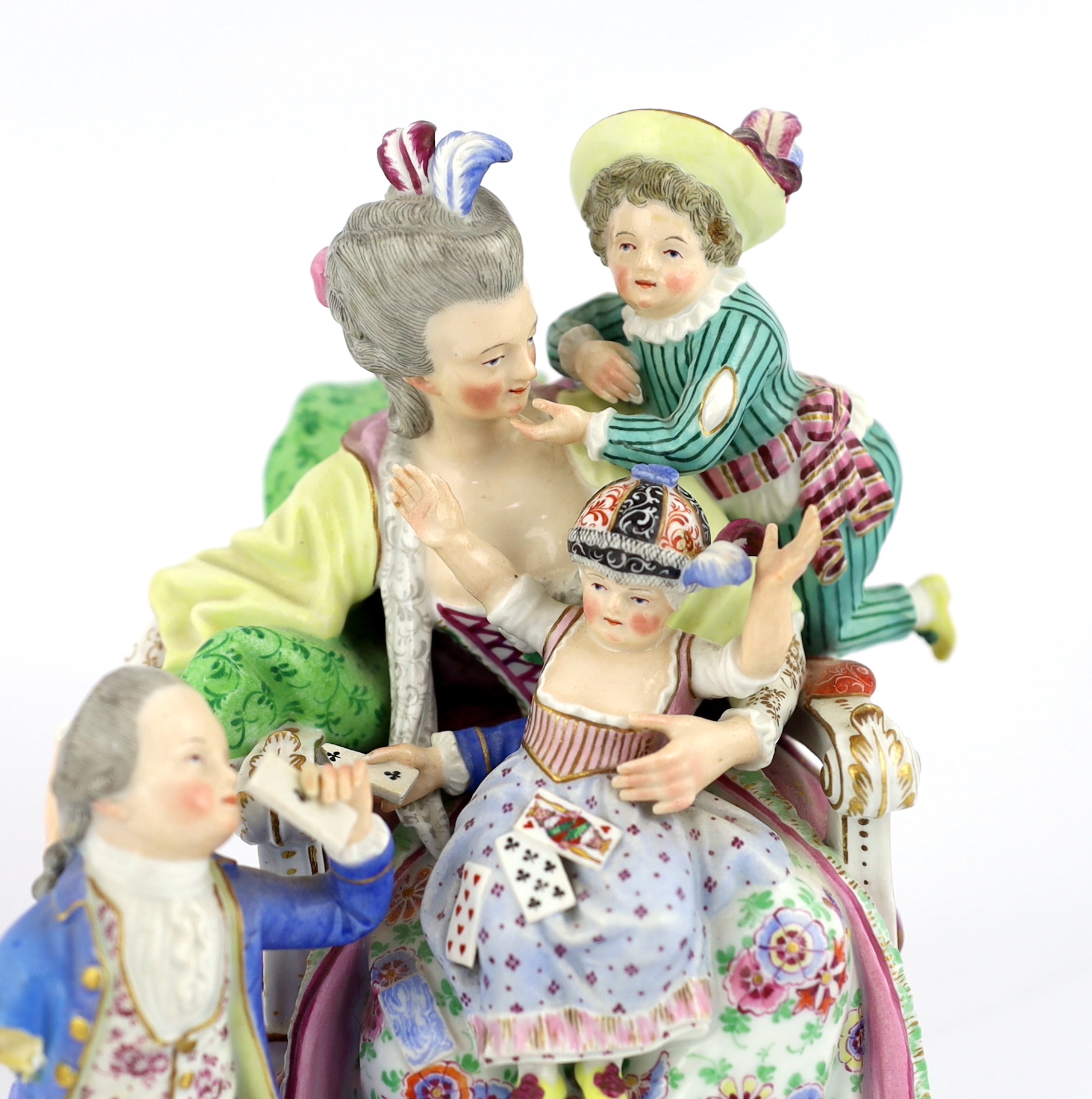 A Meissen group The Good Mother, 19th century, arm detached but present